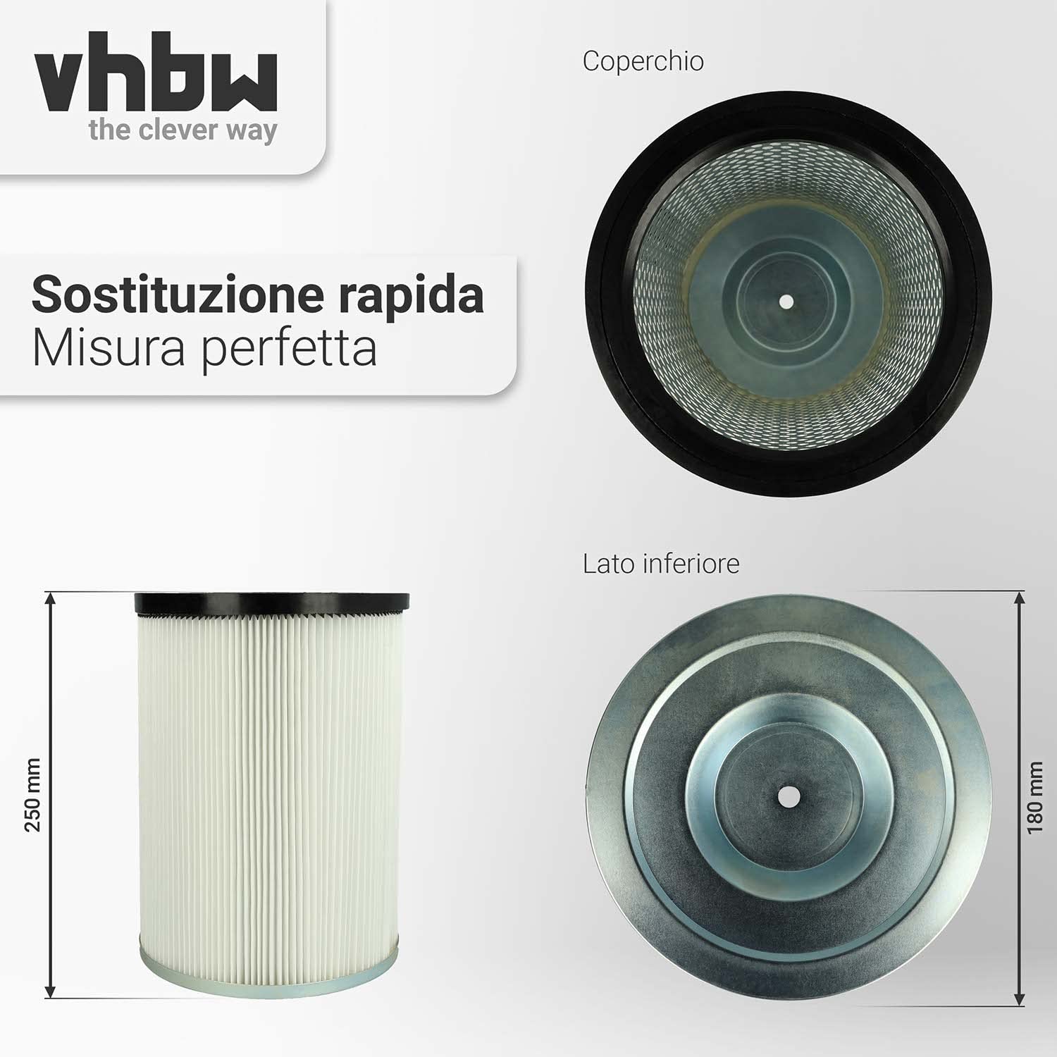 vhbw filtro a pieghe piatte compatibile con Kärcher NT 70/1 * 120V, NT 70/1 *AUS, NT 70/1 *BR, NT 70/1 *CN, NT 70/1 *EU, NT 70/1 *JP, NT 70/2 aspiratore - bianco