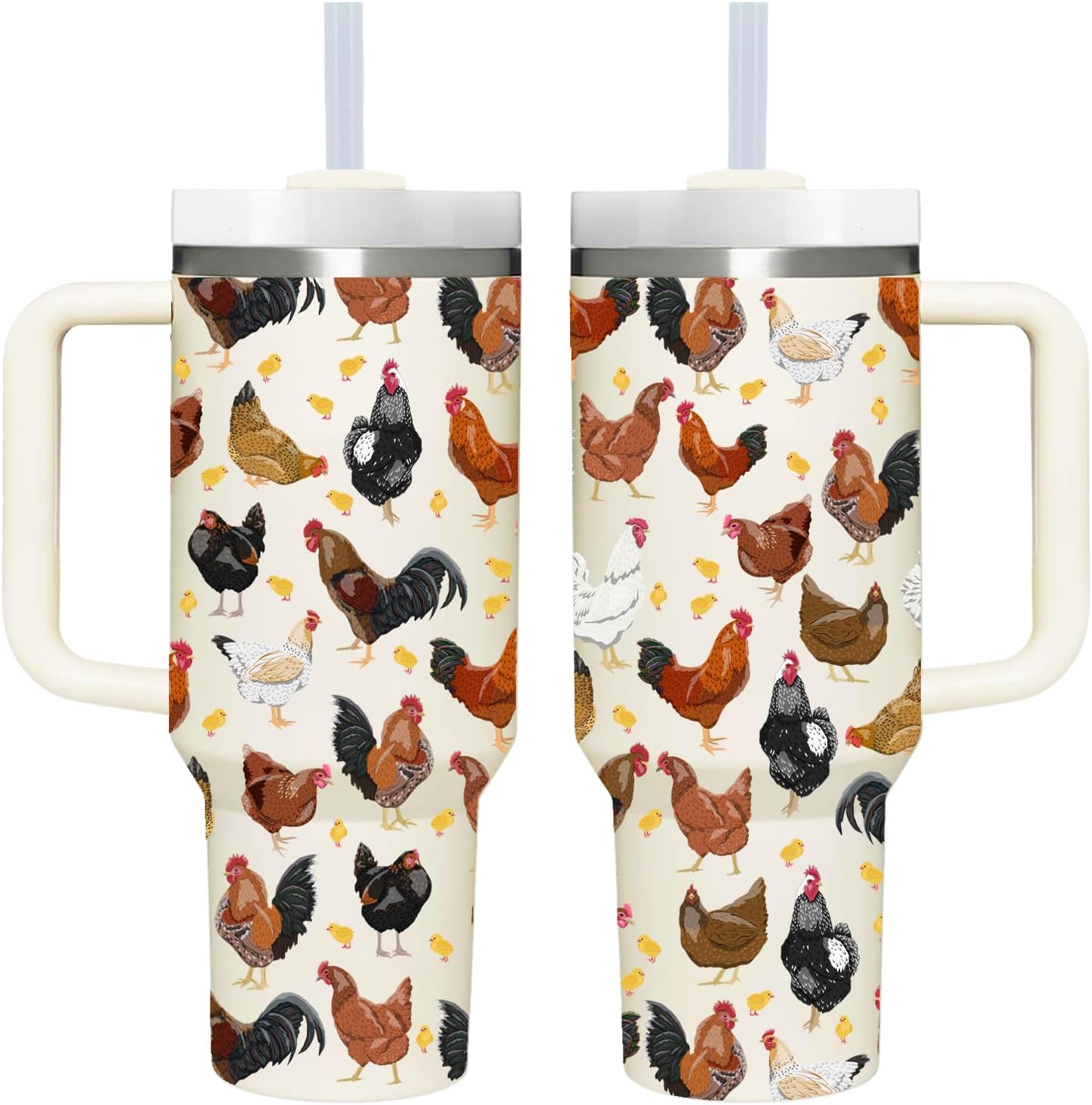 40 OZ Chicken Tumbler with Handle.Chicken Lover Cup Gift.40 OZ Unique Birthday Christmas Chicken Tumblers Gifts for Women Men.