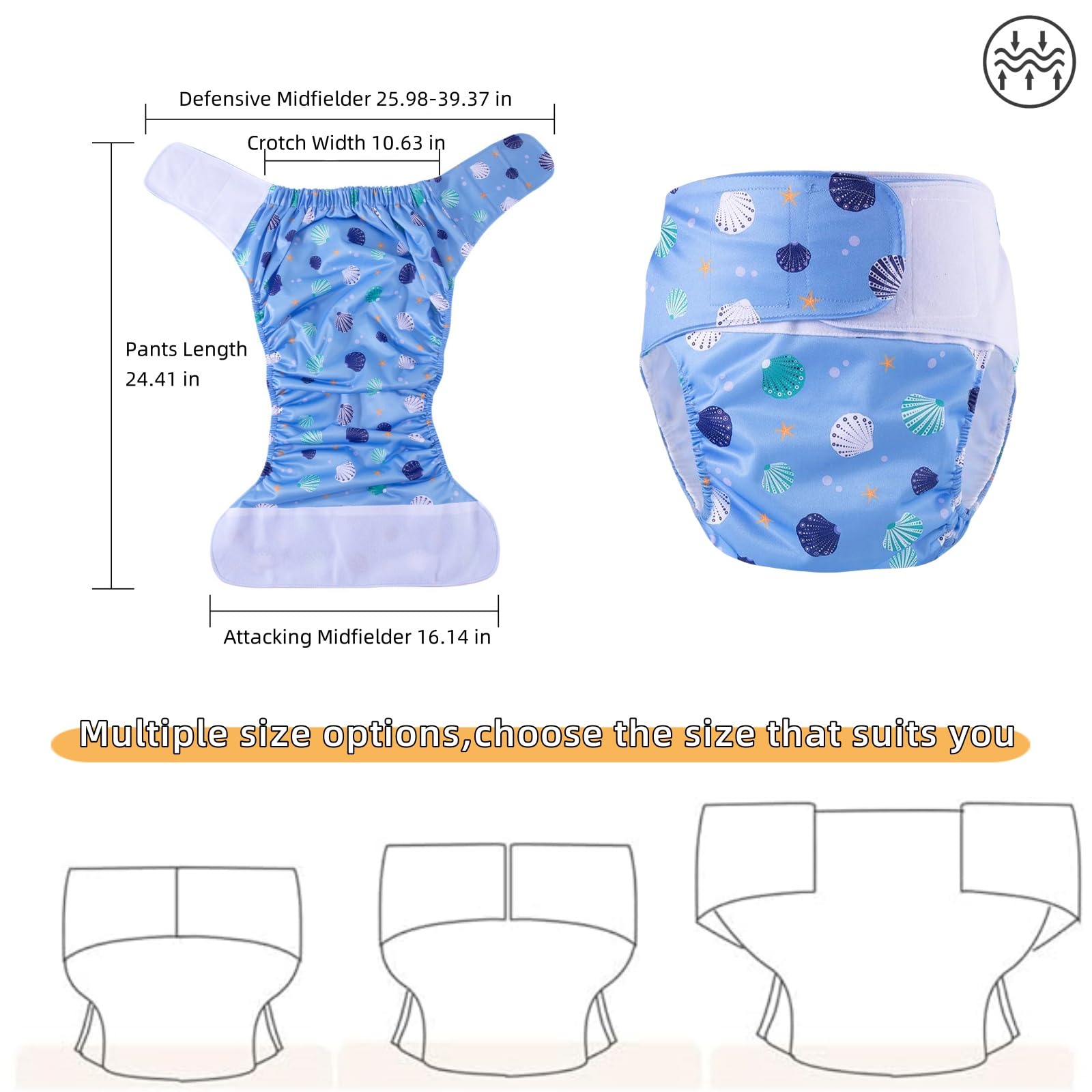 KUMUROETA Adult Cloth Diapers,Adjustable,Reusable Waterproof Diaper Covers,Washable,Male Incontinence Pants,Breathable,Easy to Clean,Suitable for The Elderly,Pregnant Women,Shell