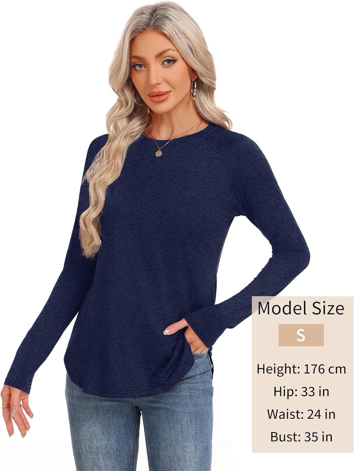 GAYHAY Long Sleeve Tunics or Tops to Wear with Leggings - Loose Fit Crew Neck Curved Hem Shirts Fall Winter Clothes 2026 - Image 3