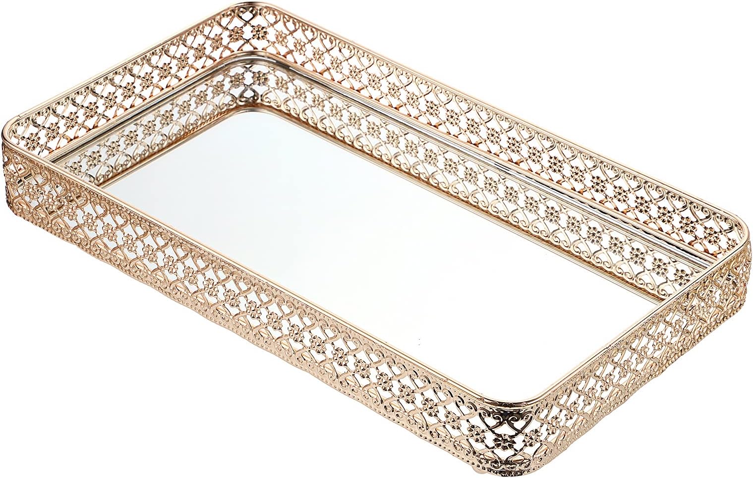 Set of 3 Gold Trays Bathroom Organiser Cosmetic Tray Gold Mirrored