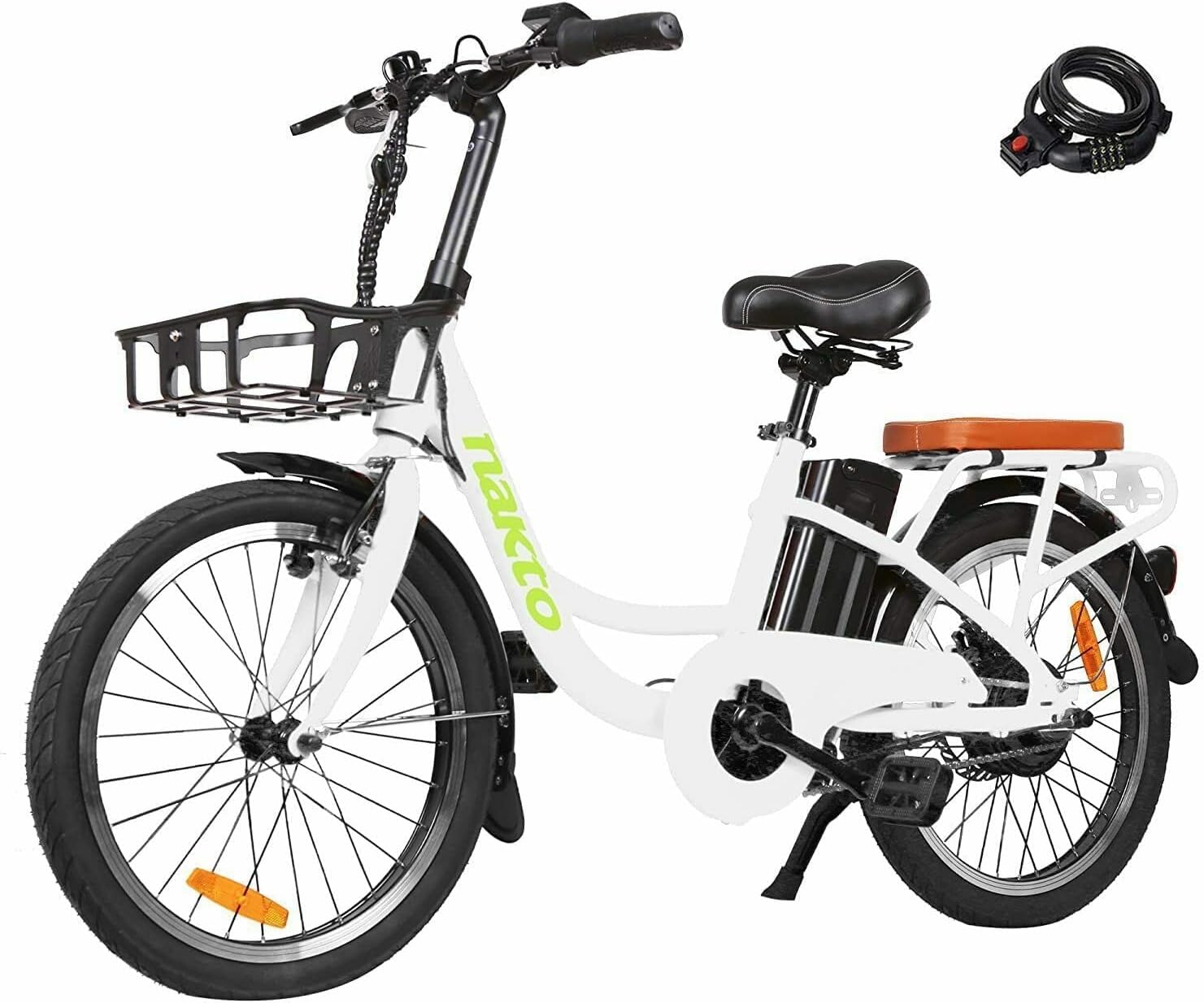 NAKTO Electric Bike for Adult Electric Bicycle 350W Ebike 18-22MPH 45-60 Miles 26" City Commuter Ebike Step Thru Ebikes High Brushless Gear Motor Shimano 6-Speed Gear Electric Cruiser Bike with Basket for Female Male