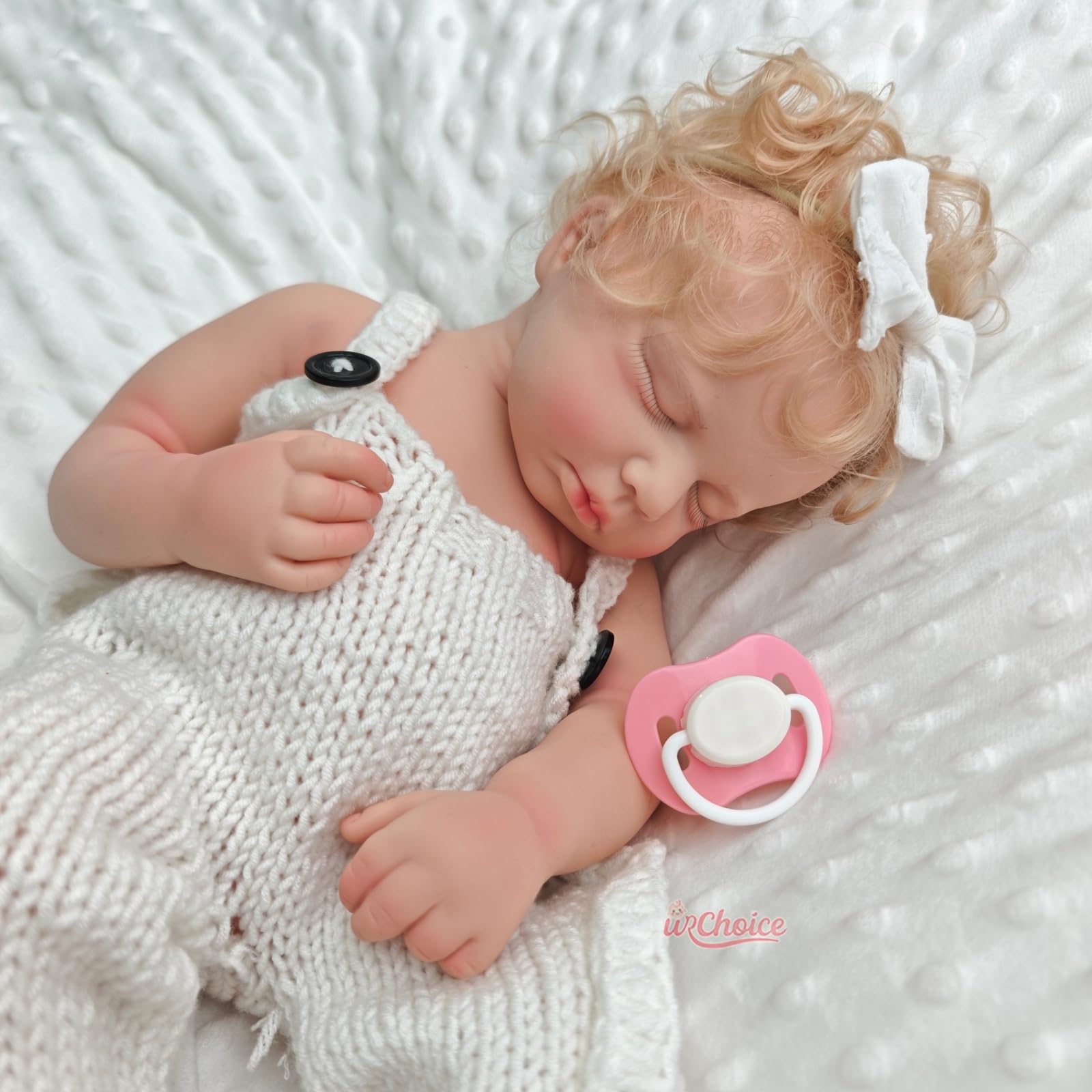 20 Zoll Vollkörper-Silikon-Babypuppe mit Haaren, 50 cm lebensechte Reborn-Babypuppe mit geöffnetem Mund, schlafende Neugeborenen-Puppe, anatomisch korrekt (Girl)