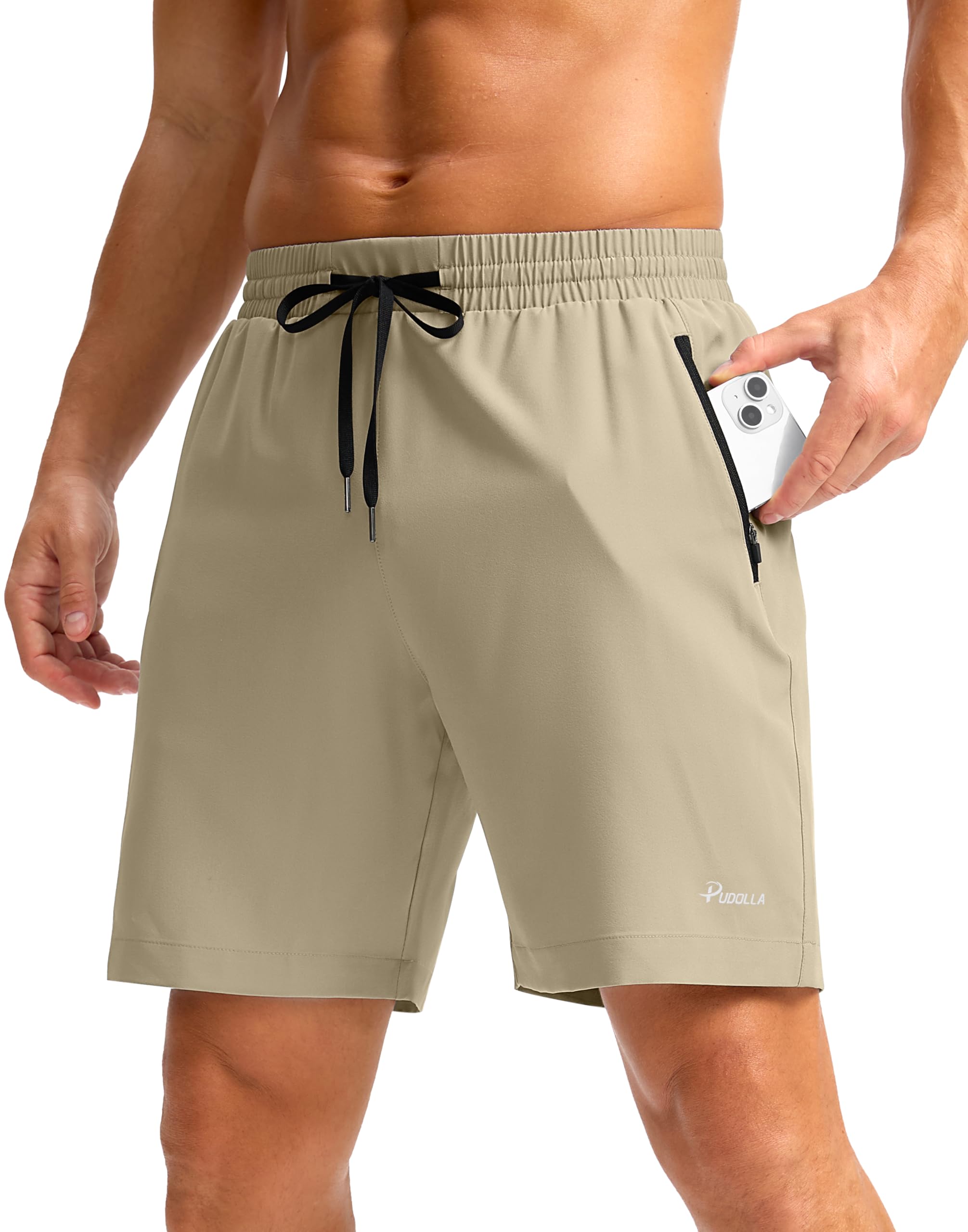 Pudolla Mens Running Gym Shorts with Zipper Pockets 5 7 Lightweight Quick Dry Running Workout Athletic Short