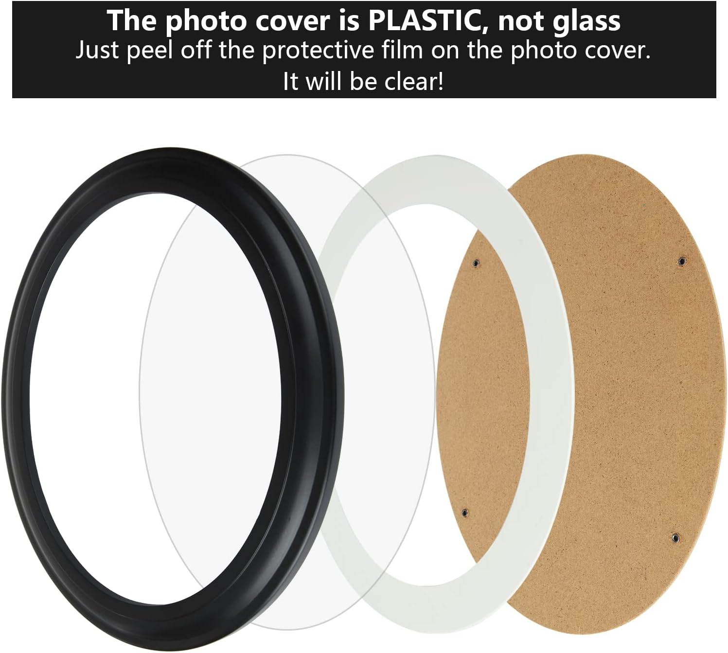 SENENQU Black Oval Picture Frames, Photo Picture Frames, Classic Oval Wood oval Frames with Mounting Screws and Hooks (3PCS)