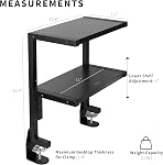 VIVO Black Clamp-on 13 inch 2-Tier Desk Shelf, STAND-SHELF2C | Above or Below Desk, 2 Level Shelving Unit for Table Accessories, Gaming Devices, and More, Storage Tray, Desktop Organizer