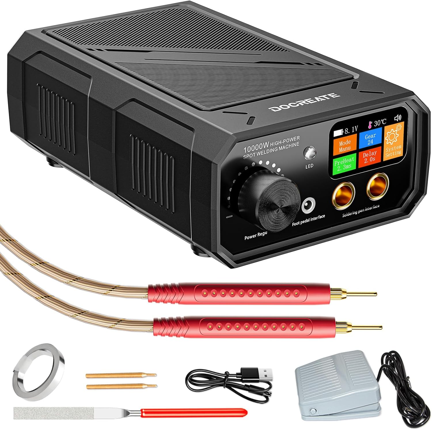 Battery Spot Welder, 10000W Cordless Spot Welding Machine with LCD Display, 10-90 Adjustable Power, Foot Pedal Control, Portable Spot Welder for Battery Pack DIY, Nickel Strip Welding & Repair | B0GGRLLXSM