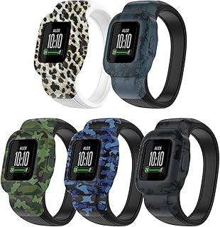 Chofit Replacement Bands Compatible with Garmin vivofit jr.3 Boys Girls Silicone Camouflage Floral Leopard Pattern Print Wristbands for vivofit jr.3 Tracker Small Large (Small:5.5-7.5, Camouflage)