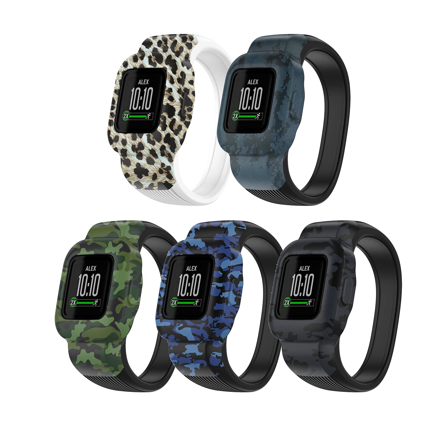 Chofit Replacement Bands Compatible with Garmin vivofit jr.3 Silicone Camouflage Floral Leopard Pattern Print Wristbands for vivofit jr.3 Tracker Small Large-picture-27