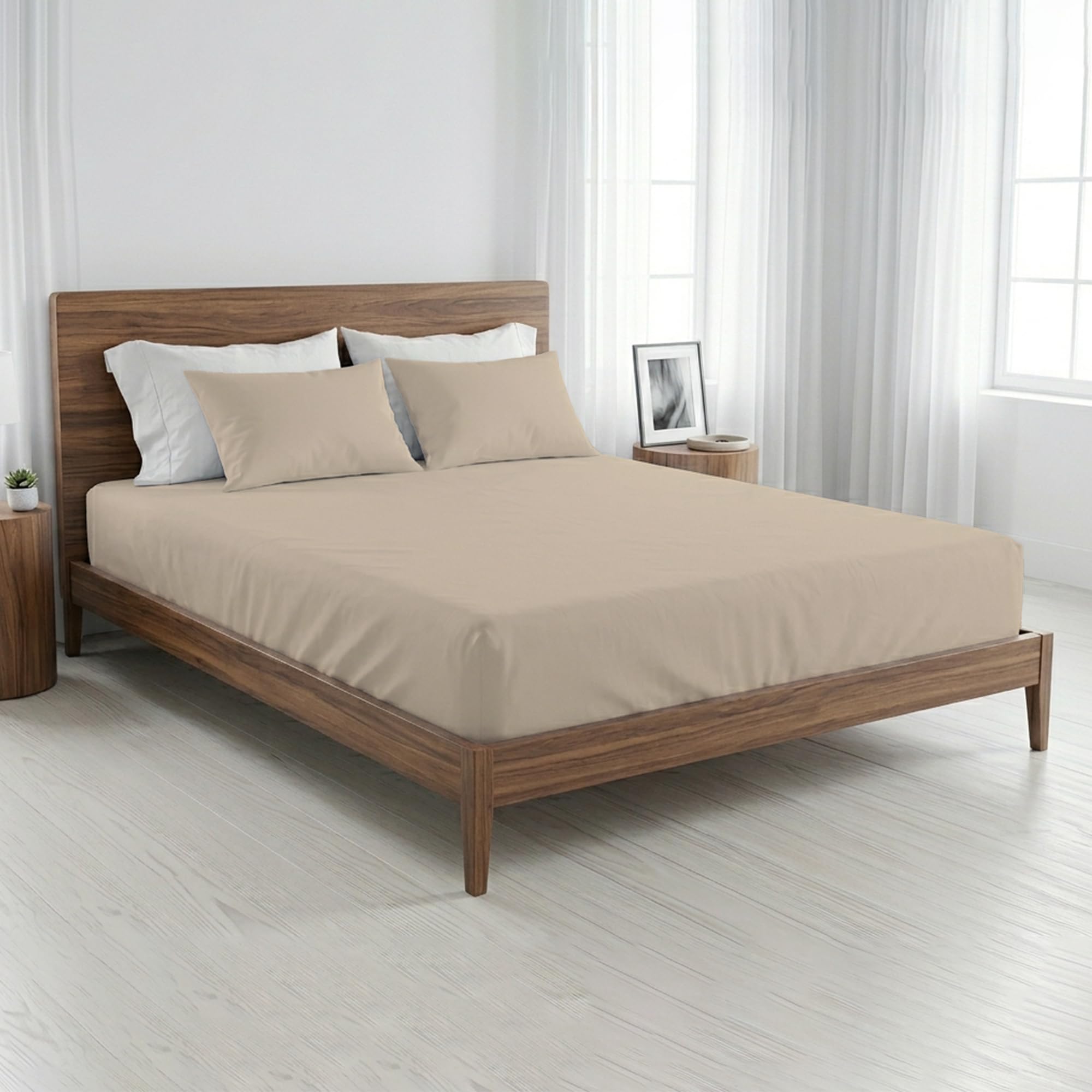 100% Egyptian Cotton 400TC Single Fitted Sheet, 25cm Deep Pocket