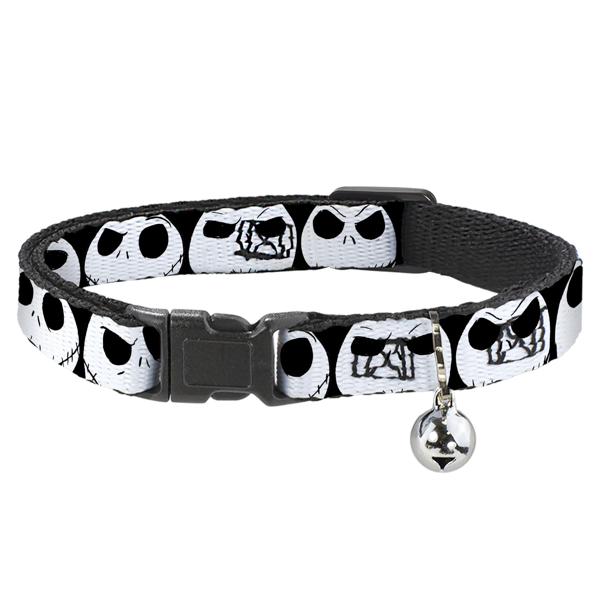 Collar para gato con 7 expresiones de Jack, diseño ajustable en blanco y negro de 8 a 12 pulgadas