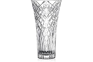 Vase 12" Crystal Florero, Clear Glass Vase for Living Room, Dining Room Décor