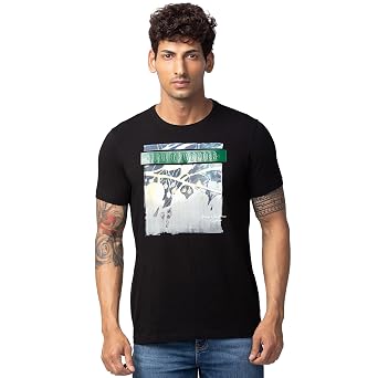 Spykar Men's Slim Fit Round Neck Half Sleeve Printed Casual T-Shirt