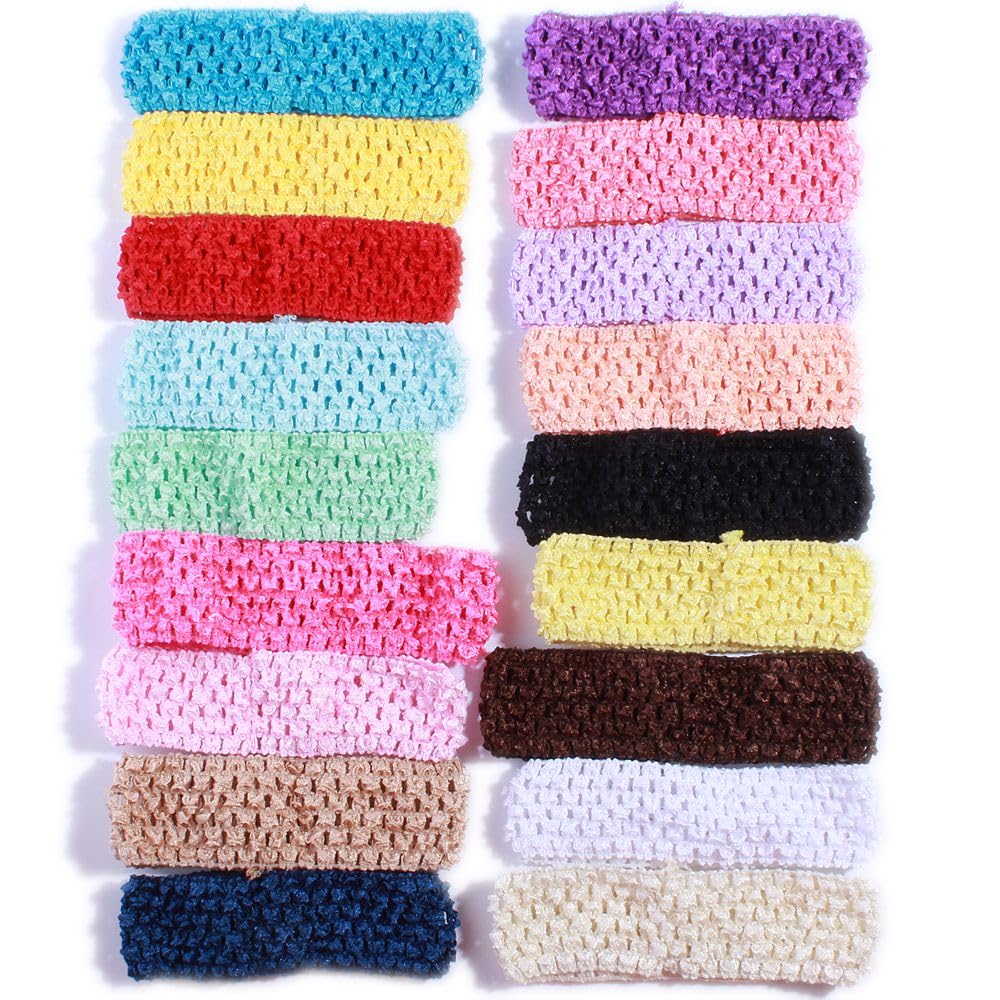 72Pcs 4 * 13CM Fashion Crochet Elastic Band For Hair Accessories Hollow Out Knit Headband For Hairband Head Wear (Multi Colors)