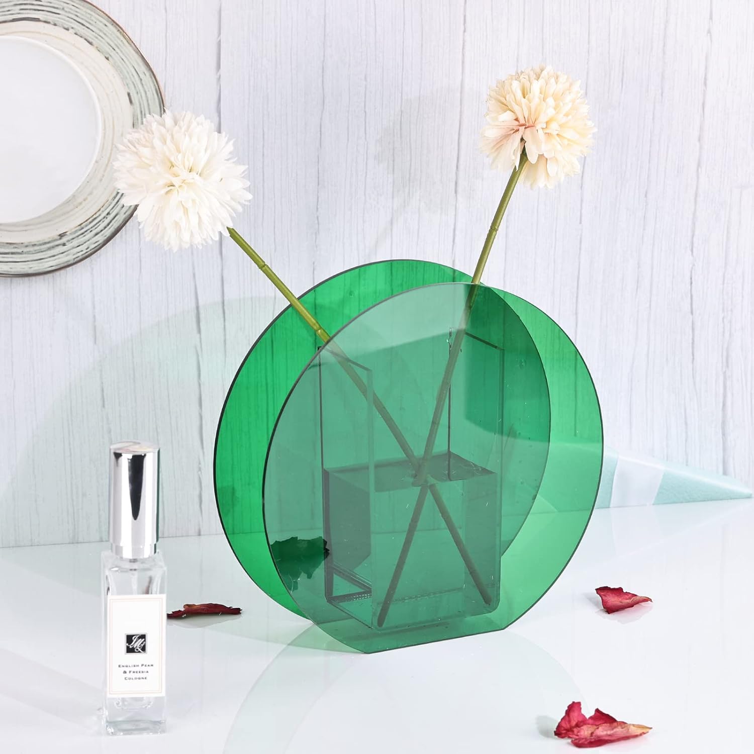 Green Round Flower Vase Geometric, Modern Arch Small Vases