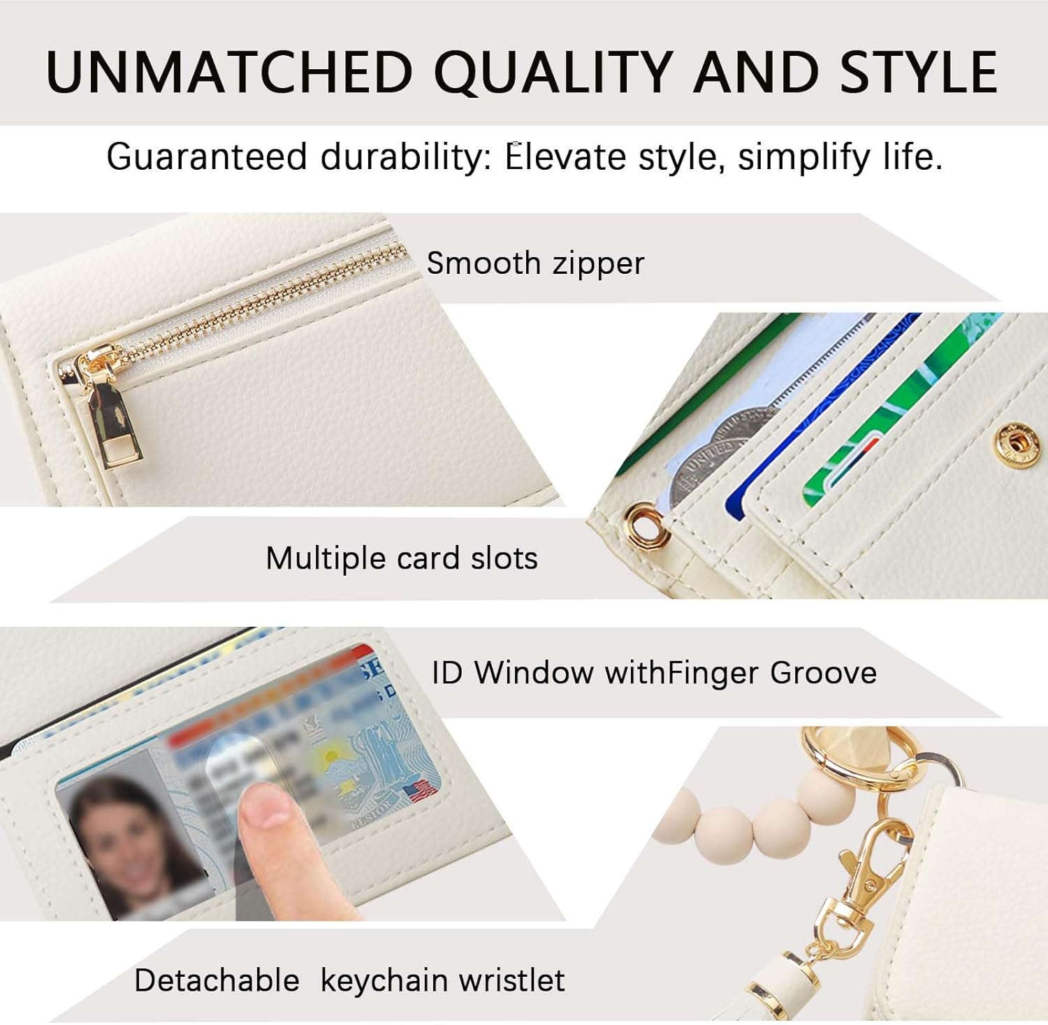 Sunpour Keychain Wallet RFID Wristlet Wallets for Women,Small Wallets Woman Key Chain Wallet with Coin Pocket and Id Window - Image 4