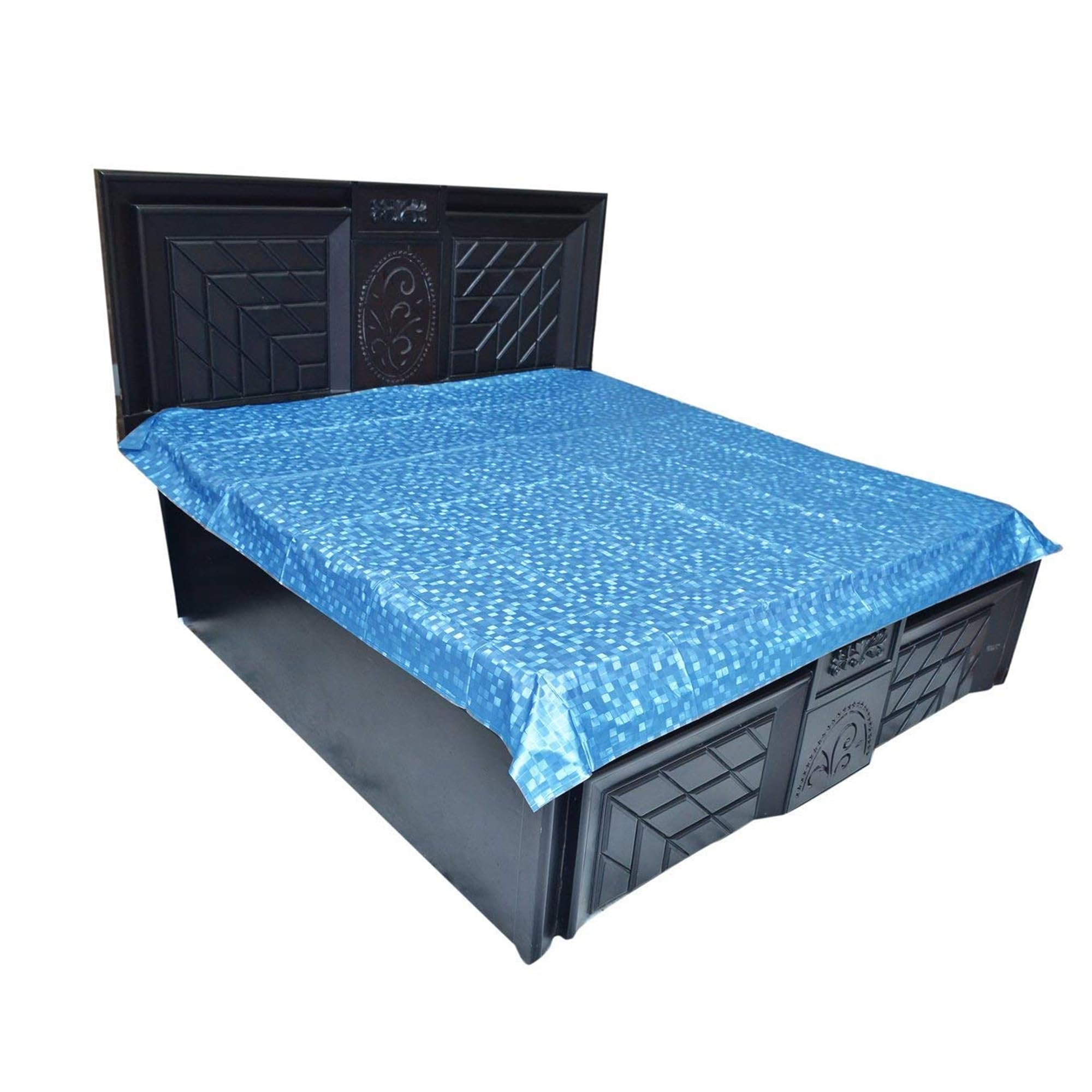 Kuber Industries Mattress Cover | Double Bed Mattress Protector | Waterproof Sheet for Bed | Plastic Bed Sheet for Covering | 80x80 Inch | Blue
