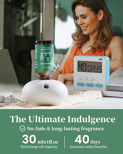 Miniatura 16 de VTS Difusor sin agua para aceites esenciales, difusor de nebulización de aceites esenciales de aromaterapia para el hogar, dormitorio, baño, sala