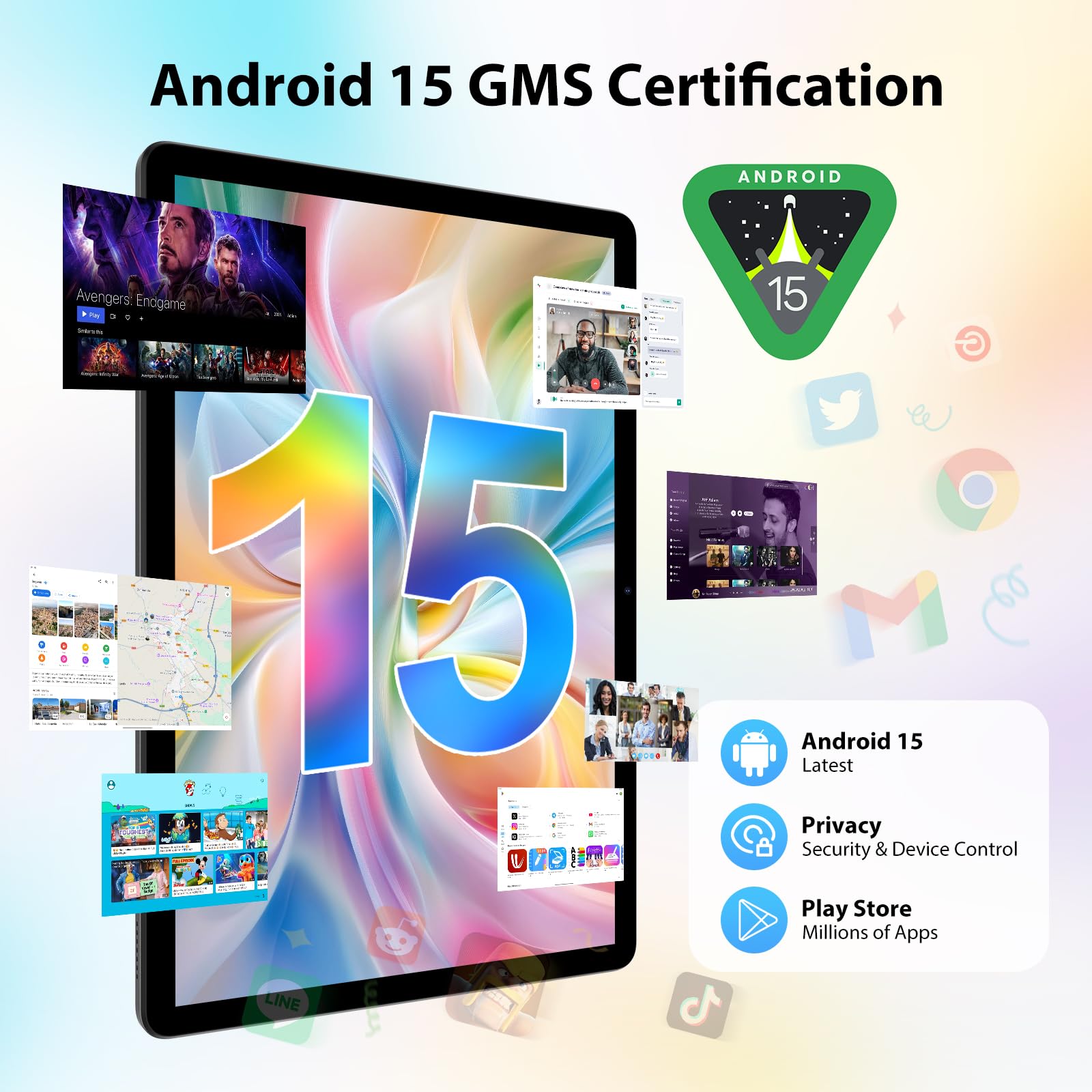 PIXGOOD 2025 2K Tablet 11 Pollici con Android 15, 36GB RAM+512GB ROM, 4G SIM LTE+5G WiFi, 2000 * 1200, Octa Core, 13MP+8MP, WidevineL1/9580mAh/BT5.0/OTG/GPS-Tablet in offerta con tastiera (Nero)