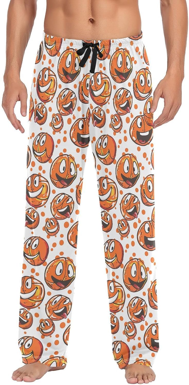 ALAZA Basketball Funny Cartoon Men's Sleepwear Mens Pajama Pants Bottoms with Pockets, S