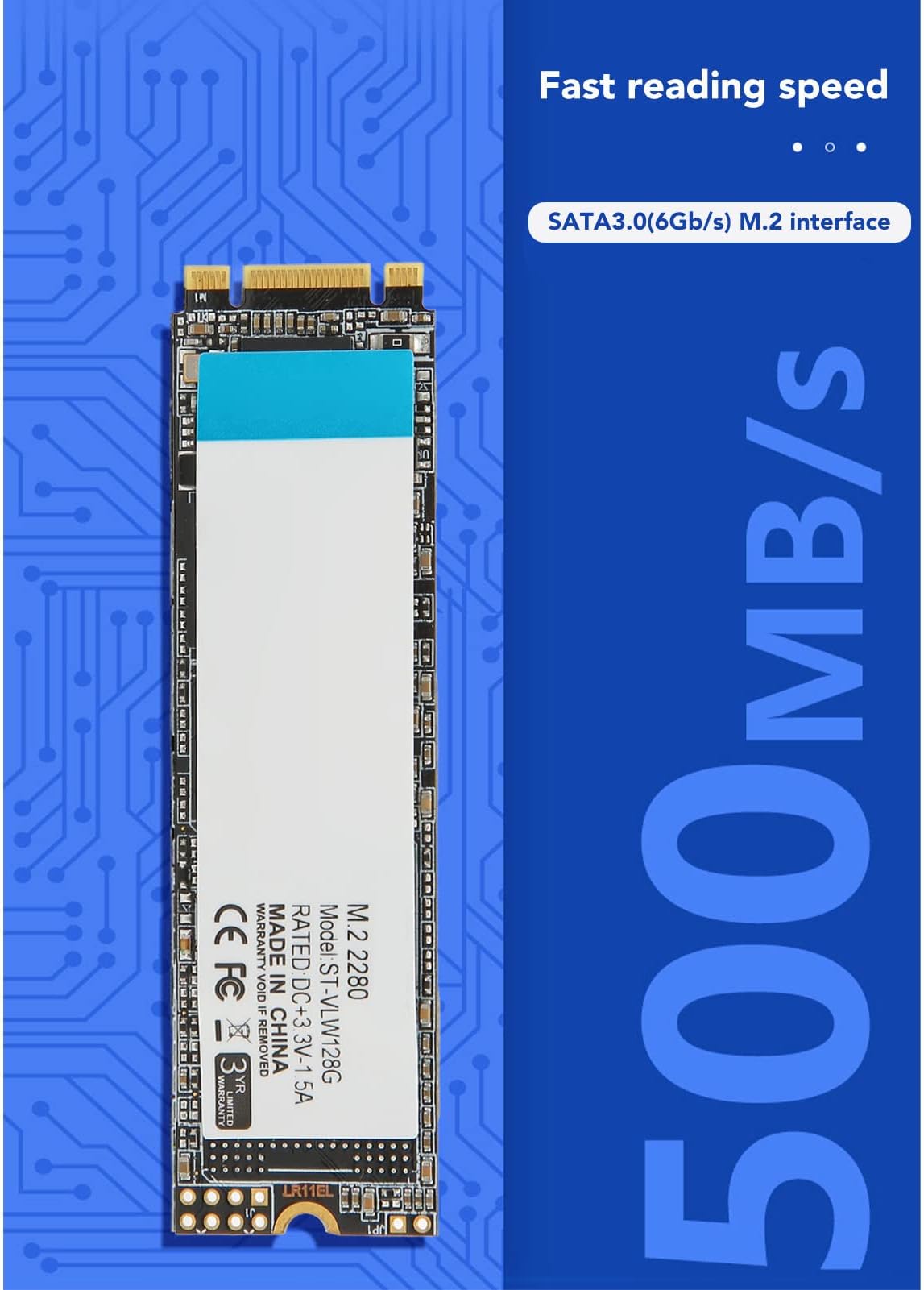 Internal Gaming SSD, Computer SSD 500MB/S Reading Plug and Play M.2 2280 3D TLC NAND SATA III 6Gb/s for AIO (512GB)