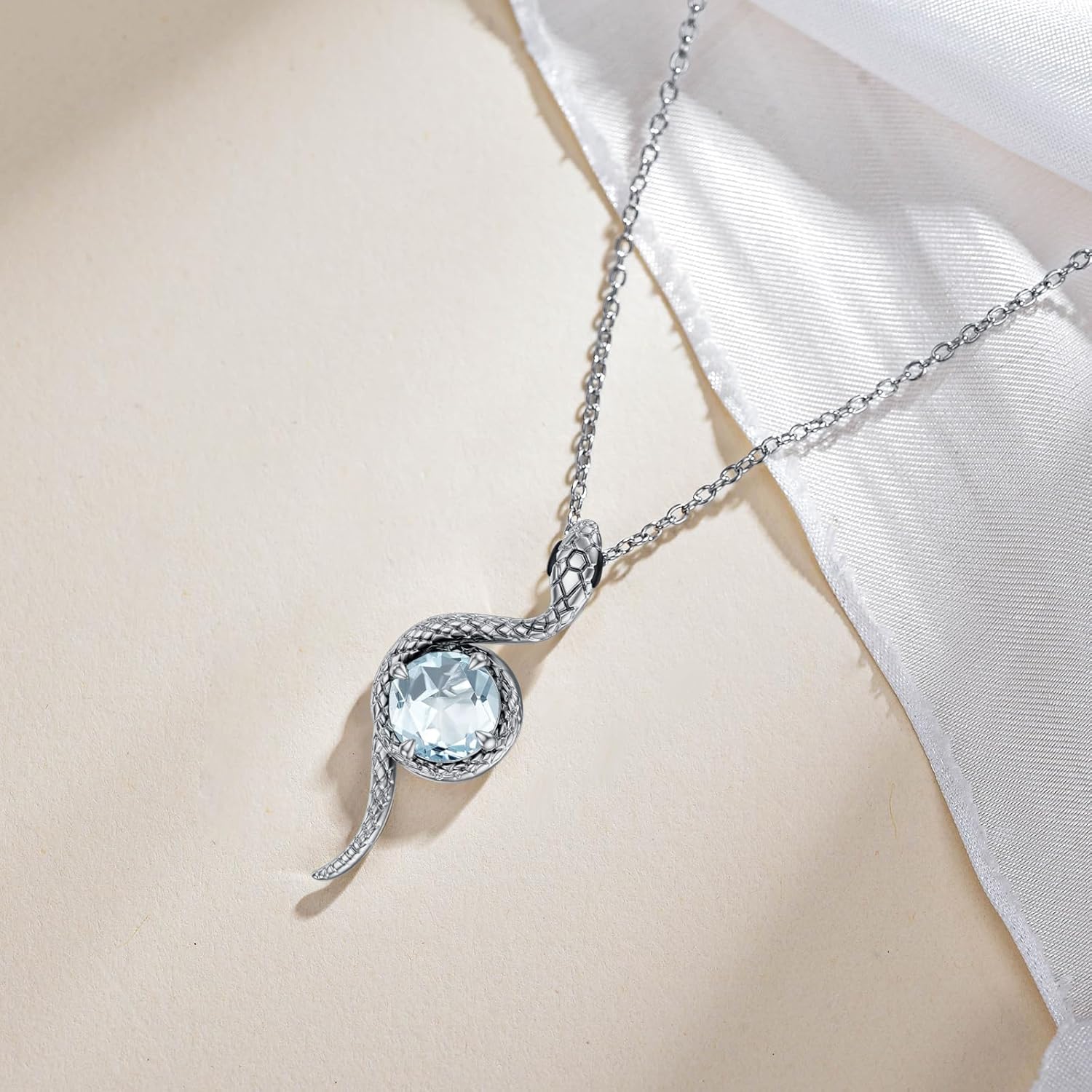 LONAGO Snake Necklace Birthstone Snake Pendant Necklace for Women