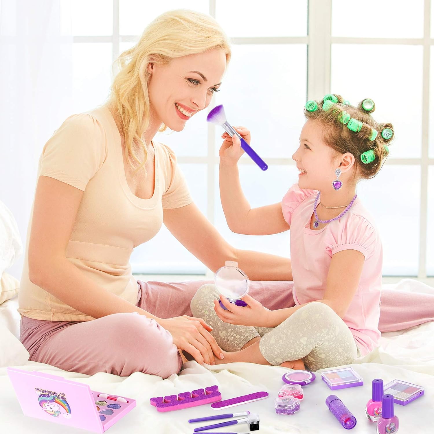 Tomons 25Pcs Kids Makeup Kit for Girls,Kids Play Washable Makeup Set Toys for Girls Safe & Non-Toxic,Real Cosmetic Beauty Set for Kids Play Game: Toys & Games