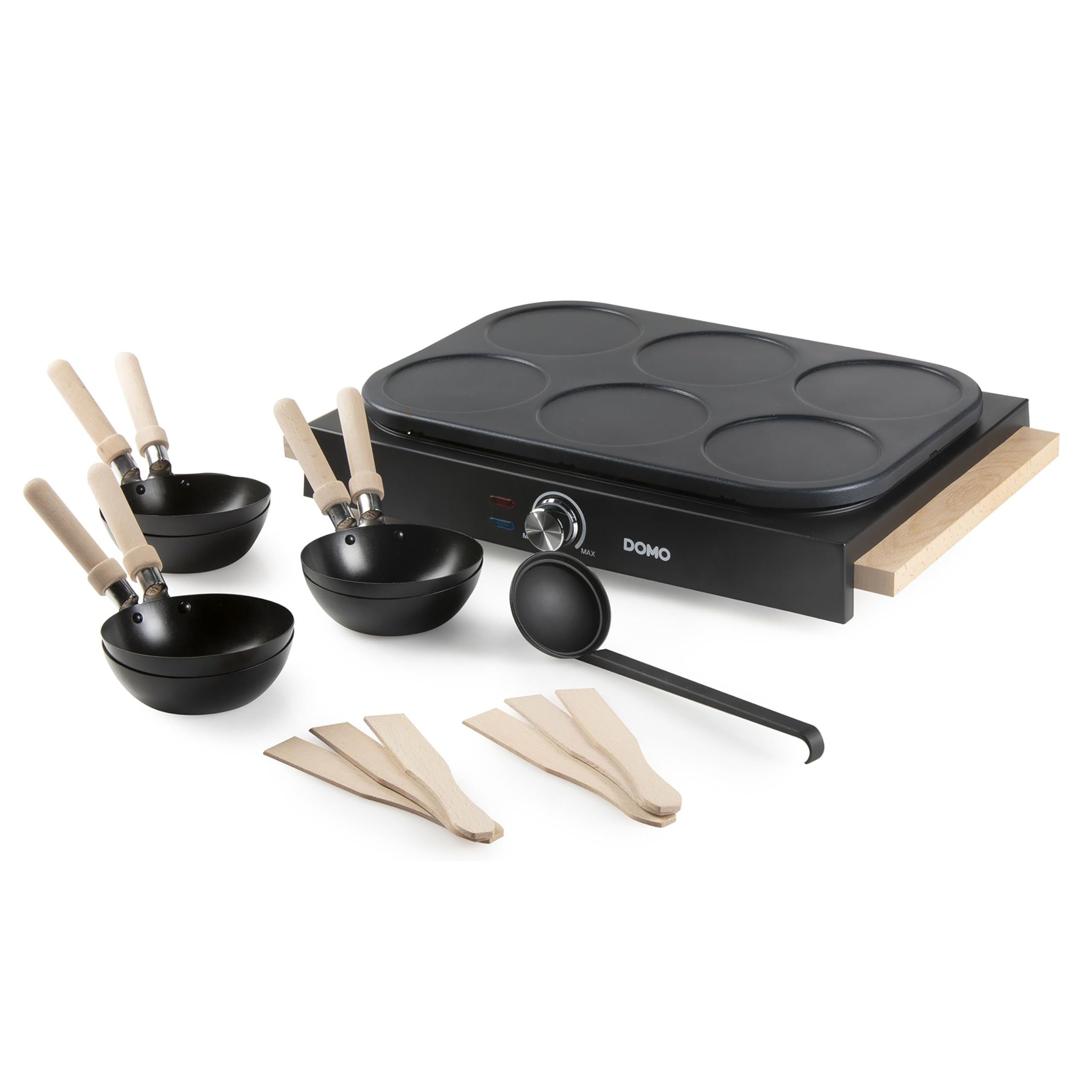 DOMO DO8719W Gourmet-Set Wok-Set/Pancake- Holzdesign - 6 Personen