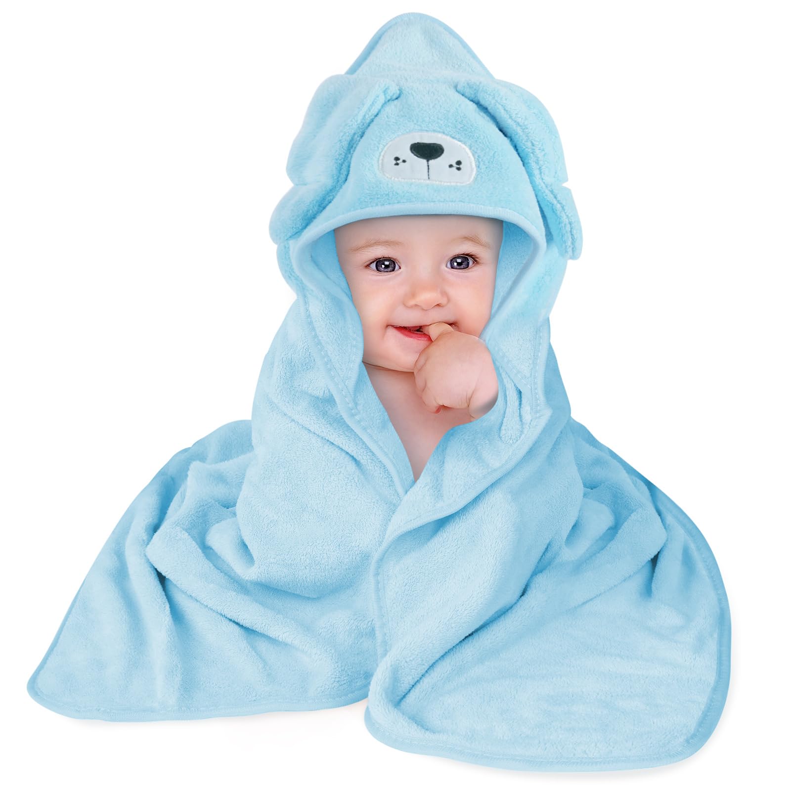 Aolso Kapuzenhandtuch Baby, Babyhandtuch Kapuzenhandtuch für zarte Babyhaut, Baby Badeponcho für Babys und Kleinkinder von 0-3 Jahren, Poncho-Handtuch aus kuschelweichem Korallen-Fleece, Welpe