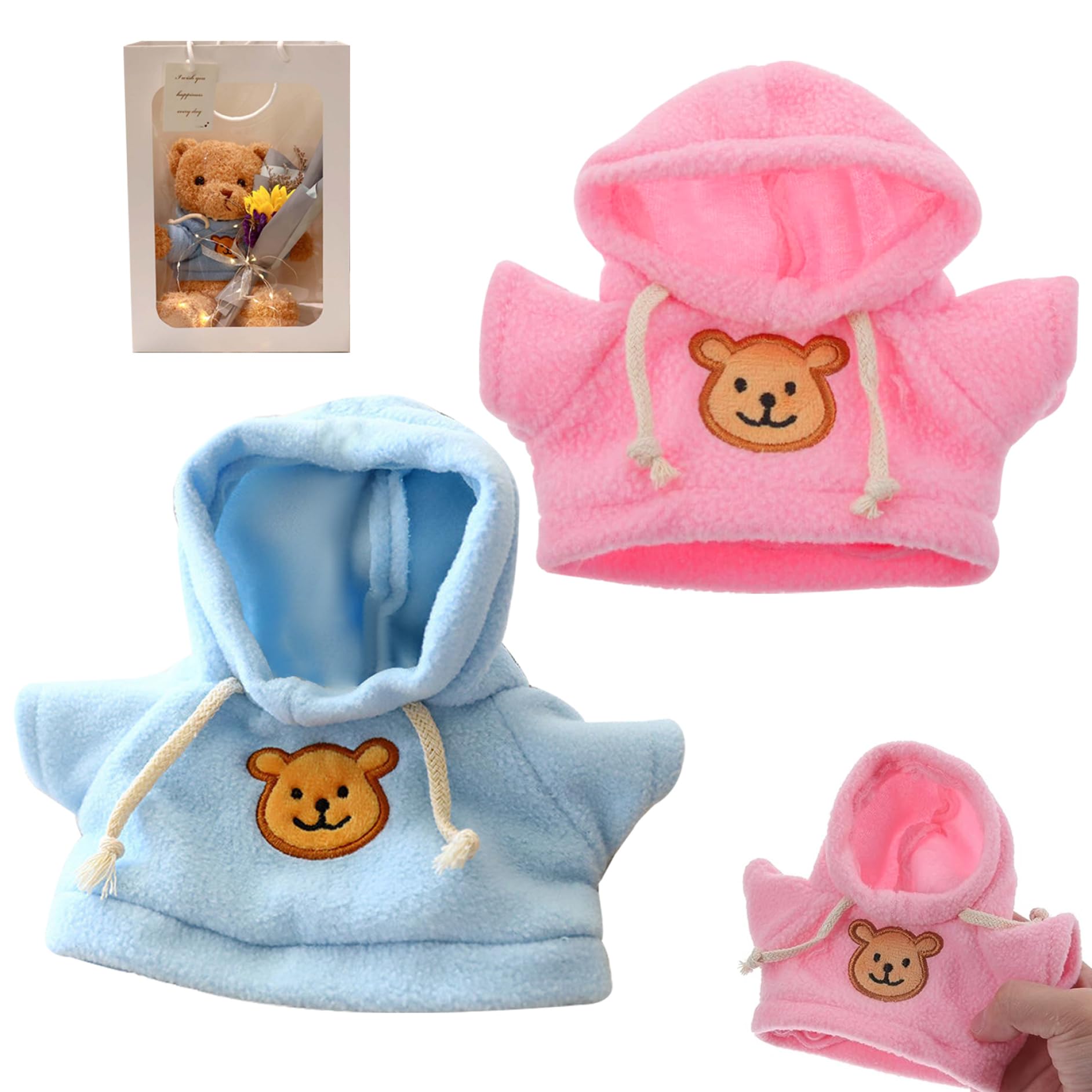 Orso Vestiti per 6-8 Pollici orsi di Peluche 2 Pezzi con Cappuccio con Cappuccio di Vestiti da Animale Imbottiti Cartone Animato Abiti Decorativi Fai-da-Te per Bambini Animali di Peluche