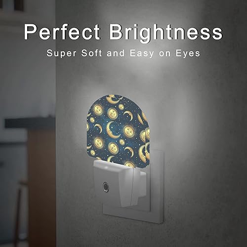 Miniatura 3 de Luz nocturna de luna celestial, luces nocturnas de sol y estrellas, enchufables en la decoración de pared para escaleras, pasillos, cocina, luces
