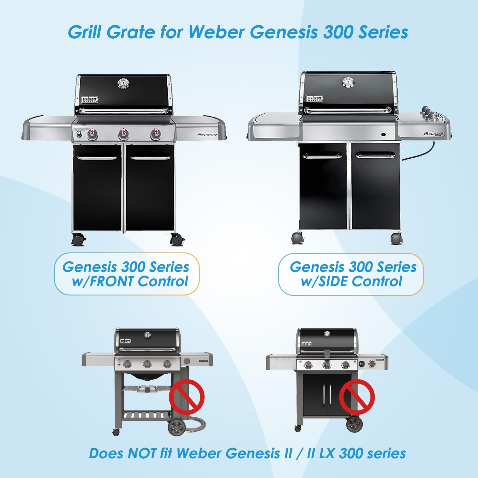 Zemibi Edelstahl Grillroste Für Weber Genesis 300 Serie (2007-2016) – 2 Roste, 49,5 Cm, Ersetzt 7528/7524