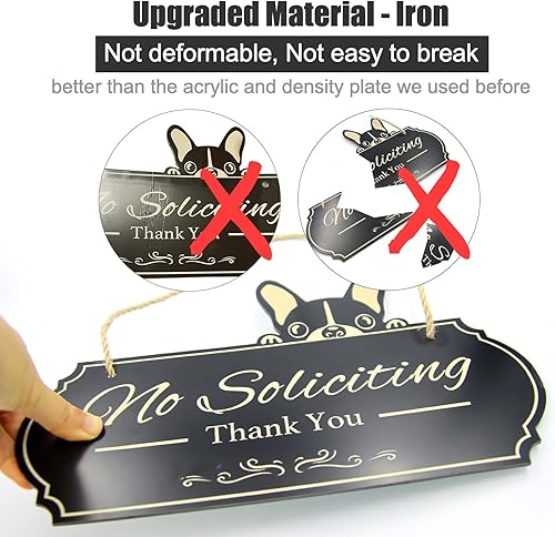 Miniatura 2 de Letrero de No Soliciting para la casa, divertido y rústico con texto en inglés "No Soliciting", letreros para patio al aire libre para decoración de