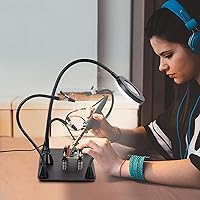 Vista 7 de Mano de ayuda magnética, manos de ayuda de soldadura, soporte de placa de circuito PCB con lámpara de aumento LED 3X, brazos de metal flexibles