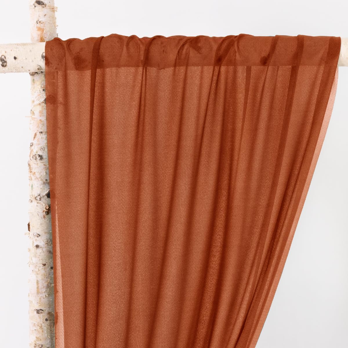 MLMW Lot de 2 panneaux drapés 73,7 cm x 6,1 m, orange brûlé , terre cuite , rideaux extérieurs pour cérémonie de Thanksgiving