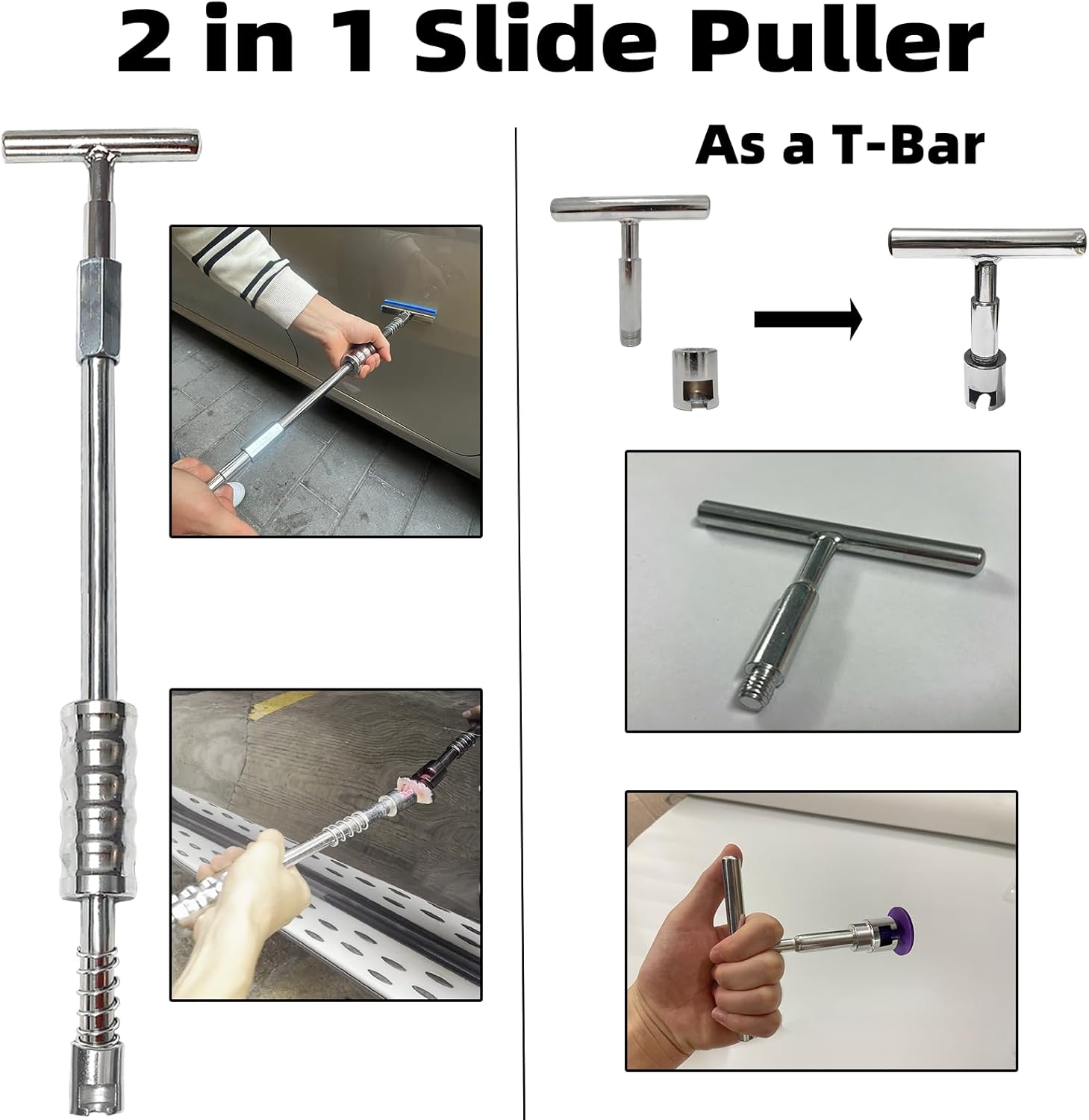 Car Paintless Dent Removal Tools,Dent Puller Hail Remover Kit,M16 Slide Puller 2-in-1 T-bar, Adjustable Dent Lifter,Bridge Puller for Auto Dings Damage Remover