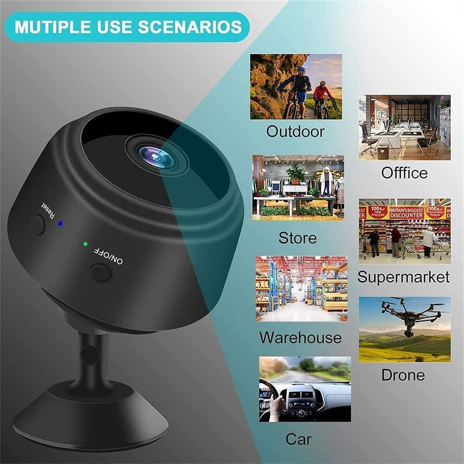 Mini cámara de seguridad magnética Spy Focus, paquete de 3 mini cámaras de vigilancia, WiFi, cámara de seguridad pequeña inalámbrica para el hogar, interior/exterior, color negro