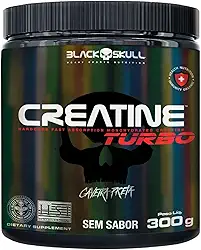 Creatine Turbo – sem sabor - Pote 300g - Black Skull - Suplementação para Treino, Performance, Ganho Muscular, Hipertrofia, Força e Resistência