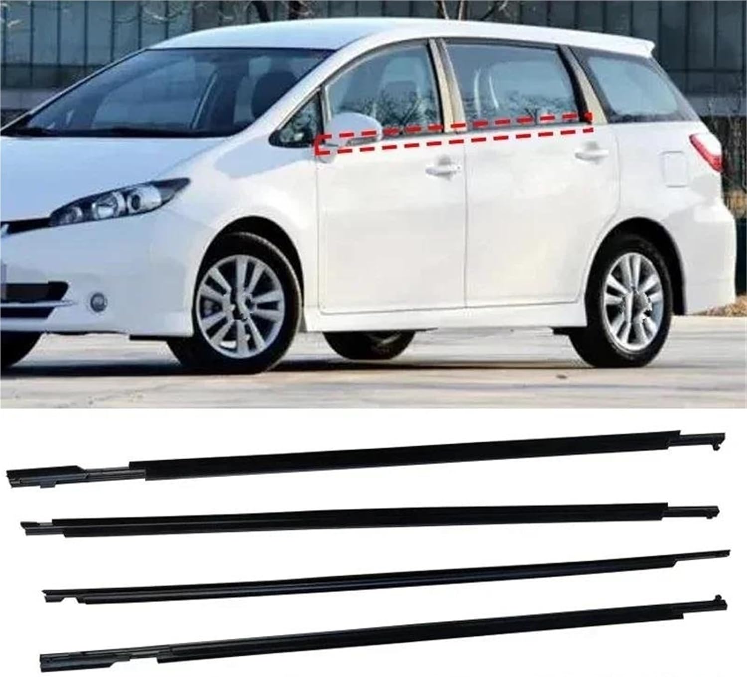 車の窓ウェザーストリップ 4個入り 車窓用ウェザーストリップ 窓ガラス用 防水 圧力ストリップ シーリングストリップ ために ウィッ