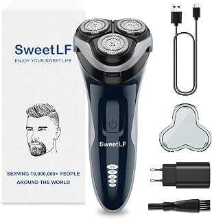 SweetLF Wet & Dry Afeitadora Eléctrica Barba Hombre Recargable Afeitadora Barba Impermeable 3 Cabezales Rotativos para Afeitar