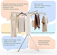 Vista 6 de Estante de secado de ropa,Tendedero de ropa,Estante de secado de lavandería,Pie de piso,16 postes de aluminio,Plegable,Plegable,Estante