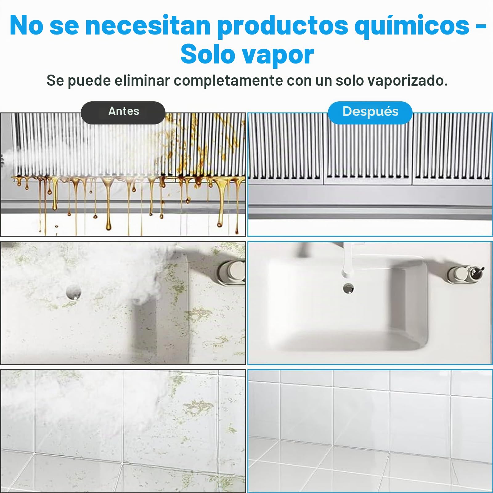 Teodute 1500W Limpiador a Vapor Portátil, con 13 Accesorios, 1,2L Depósito Agua Grande Steam Cleaner, Limpiador de Vapor cocina Baño Patio Azulejos Juntas Suelos y Limpieza Coches