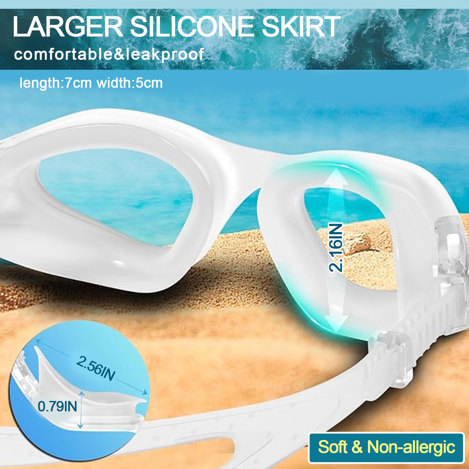 SSKHE Anti Fog Anti UV Anti Leak Swim Goggles, Swimming Goggles with Polarized or Non-Polarized Suitable for Adult Men Women Teenager, Wide View Goggles - Image 2