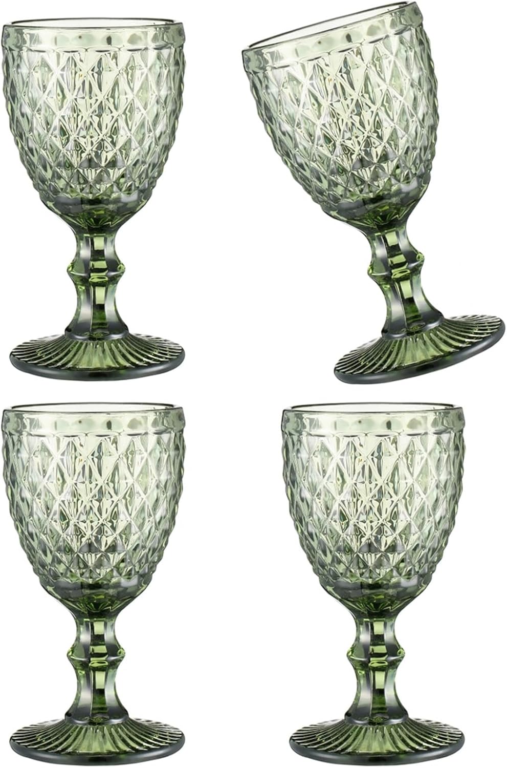 Tumblers Water Glasses,4pcs Colored Glass Goblets for Weddings and Parties Sophisticated Pattern Glasswares Beverage Drinking Cup