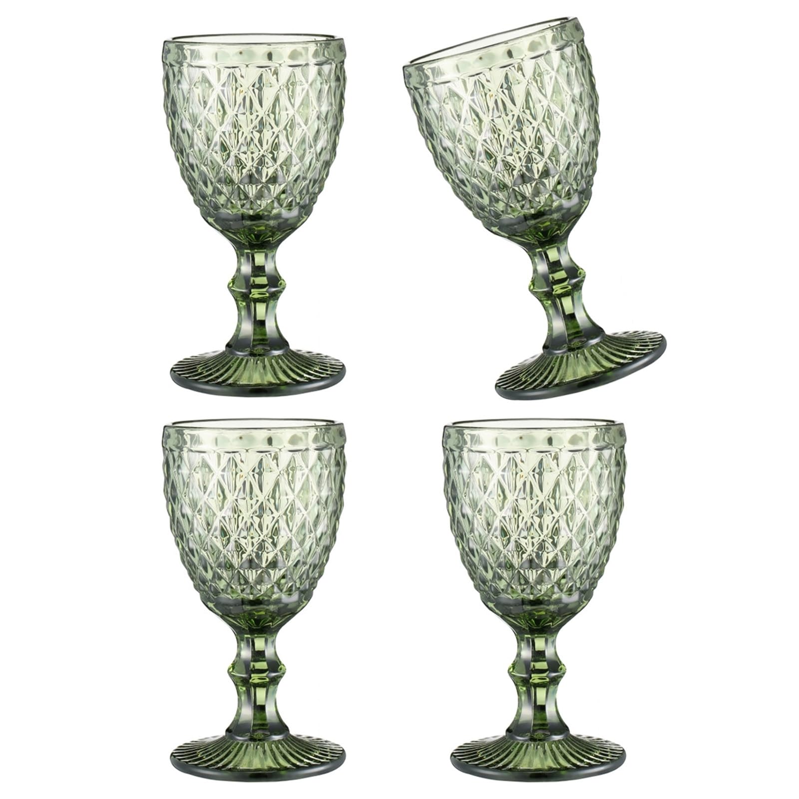4 bunte Kristall Weinkelche, Säfte, Trinkbecher, geprägtes Muster, Glaswaren, Glas, Haushaltsgetränke, Trinkgläser