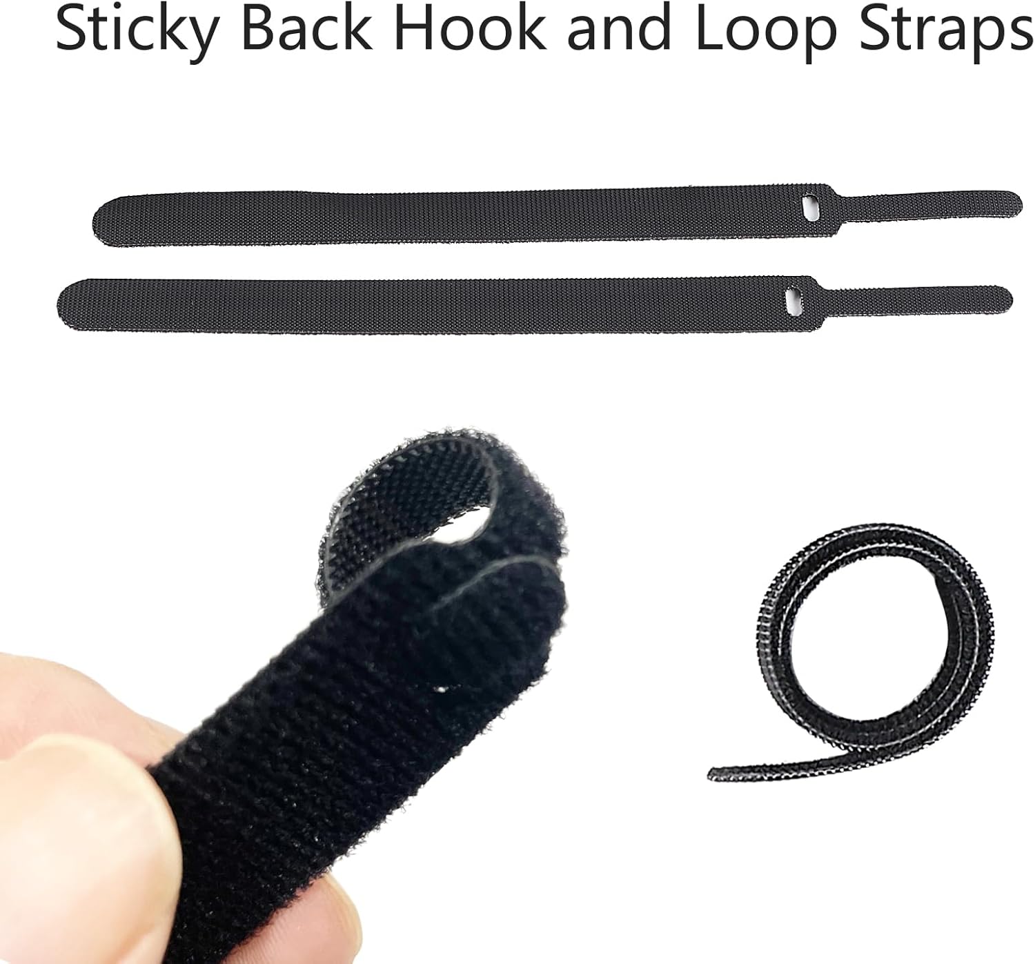 LONYEON 2Pack Reusable Self Ties - Cord Wrap and Hook Loop Cords Management for Home and Office Organization Straps,Black