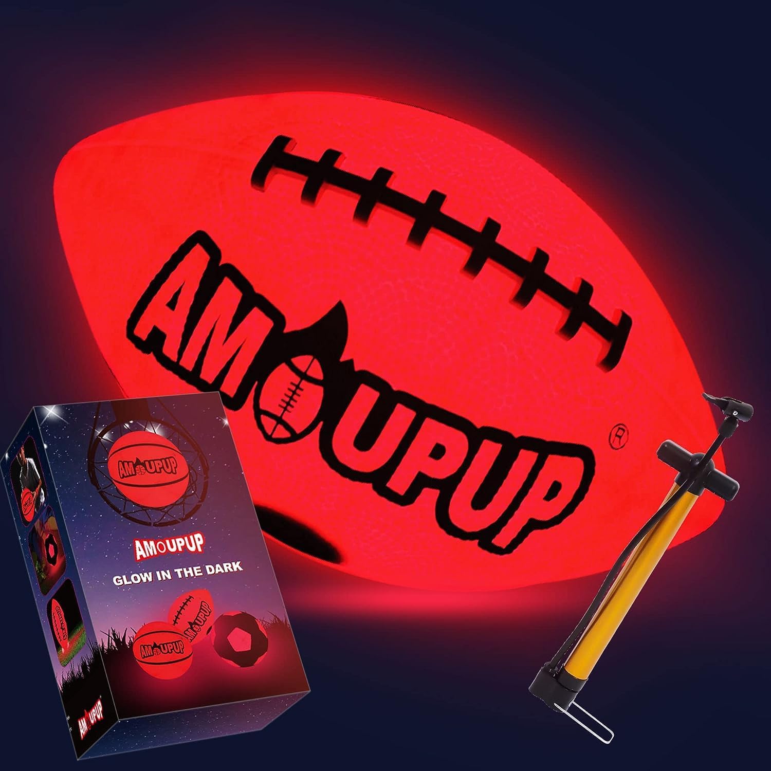 AceMining Rugby Ball, LED Rugby Ball Size 5, Light Up Rugby Ball, Glow