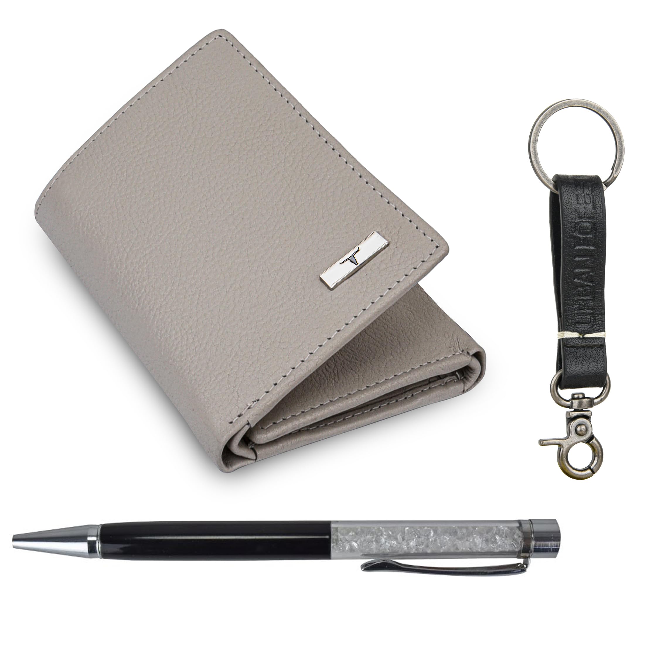 Theo Sand Leather Wallet, Diamond Pen & Keychain Combo Gift Set for Men-image-25
