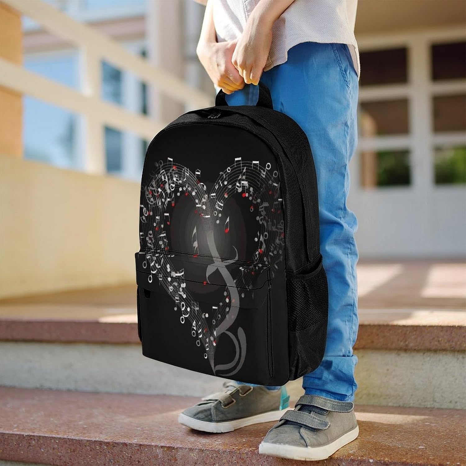 Music Note Heart Backpack Daypack Travel Backpack | Lightweight Casual Laptop Backpack for Women Men Aesthetic Travel Bag for Weekender Business Hiking Outdoor