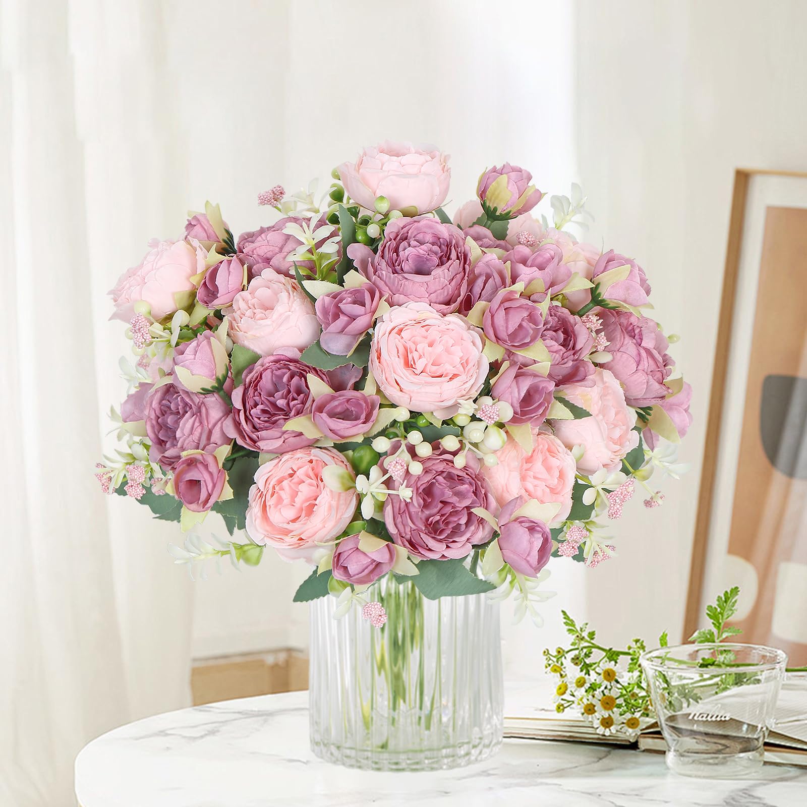 Amazon.de: SOMYTING Pfingstrose Knstliche Blumen 4 Bndel Knstliche  Pfingstrose Blumenstrau Kunstblumen Seidenpfingstrosen Blumenstrue fr  Hochzeit Partei Tischaufstze Blumenarrangement Heim Kche Dekor